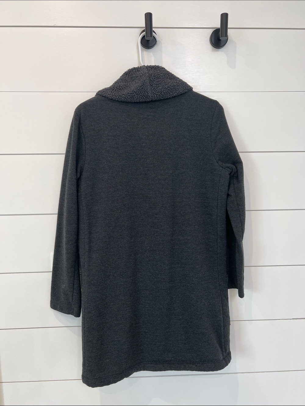 Heavy and Cozy Open-Front Charcoal Sherpa Cardigan - Picture 3 of 3
